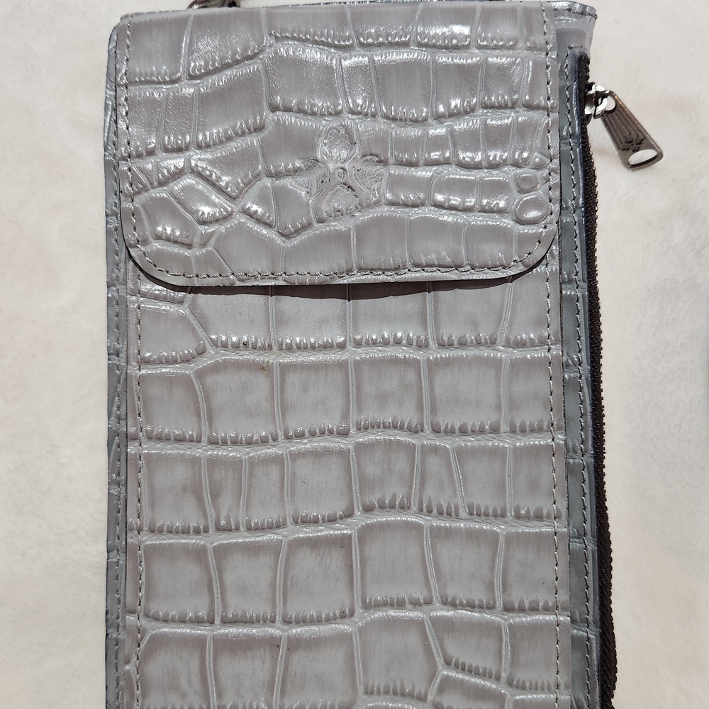 Patricia Nash Gray Croc-Embossed Crossbody Wallet - Picture 3 of 10